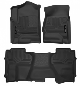 Husky Liners X-Act Contour Front & 2nd Seat Floor Liners-Black 2015-2019 GM 2500/3500 Double Cab