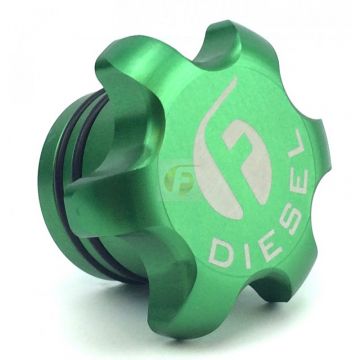 Fleece Performance Green Anodized Billet Fuel Cap For 2013-2018 Cummins