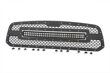 Rough Country Dodge Mesh Grille w/30 Inch Dual Row Black Series LED 13-18 RAM 1500