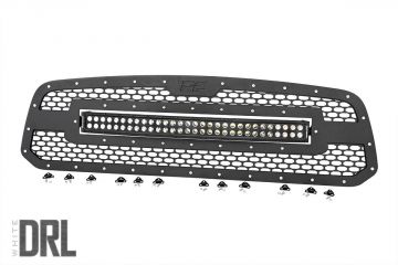 Rough Country Dodge Mesh Grille 30 Inch Dual Row Black Series LED w/Cool White DRL 13-18 RAM 1500