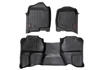 Rough Country Heavy Duty Floor Mats Front/Rear-07-13 Silverado/Sierra 07-14 HD Ext. Cab Bucket Seats