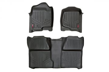 Rough Country Heavy Duty Floor Mats Front/Rear-07-13 Silverado/Sierra 07-14 HD Crew Cab Bucket Seats