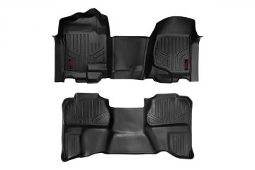 Rough Country Heavy Duty Floor Mats Front/Rear-07-13 Silverado/Sierra 07-14 HD Ext. Cab Bench Seat