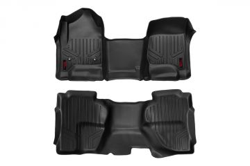 Rough Country Heavy Duty Floor Mats Front/Rear W/Center 14-19 Silverado/Sierra 1500/2500 HD/3500 HD 