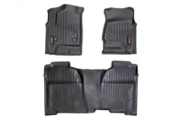 Rough Country Heavy Duty Floor Mats Front/Rear-14-19 Silverado/Sierra 1500/2500 HD/3500 HD Crew Cab