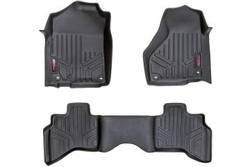 Rough Country Heavy Duty Floor Mats Front/Rear-12-18 Dodge RAM 1500 Quad Cab Full Console