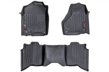 Rough Country Heavy Duty Floor Mats Front/Rear-12-18 Dodge RAM Crew/Mega Cab Full Console