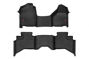 Rough Country Heavy Duty Floor Mats Front/Rear-12-18 Dodge RAM 1500 Quad Cab Half Console