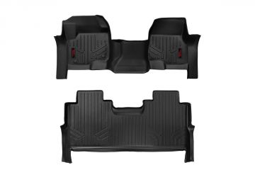 Rough Country Heavy Duty Floor Mats Front/Rear-17-24 Ford Super Duty Crew Cab Bench Seats