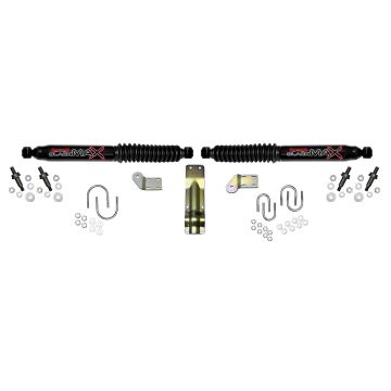 Skyjacker Steering Stabilizer Dual Kit Black  Dual Kit w/3.75 Inch Axle Tube