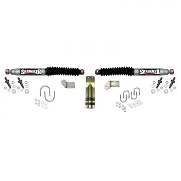 Skyjacker Steering Stabilizer Dual Kit Silver w/Black Boots 05-18 Ford F-350/F-250 Super Duty