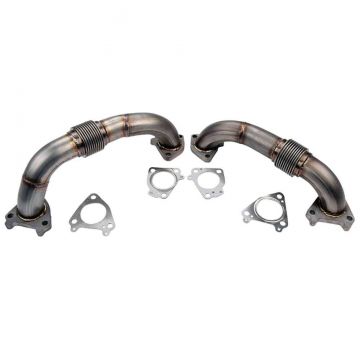 WCFab 01-04 Chevrolet 6.6L Duramax LB7 2in Stainless Up Pipe Kit w/Gaskets - Twin Turbo